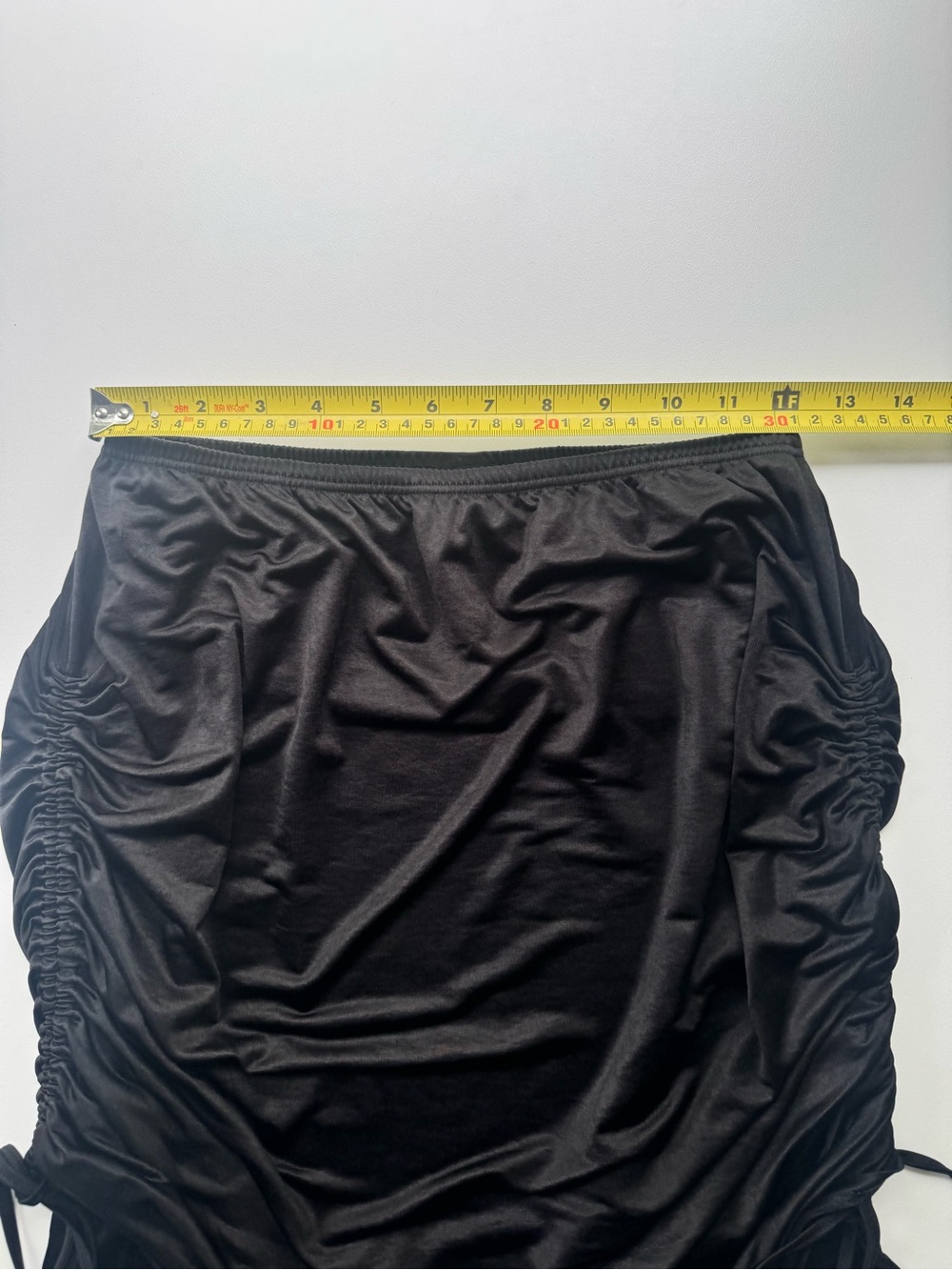 Black Ruched Drawstring Mini Skirt - Picture 4 of 7